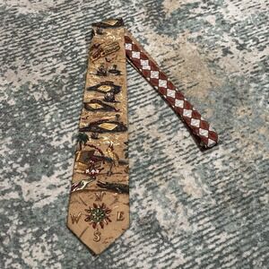 Vintage Tabasco Silk Neck Tie Pirate Themed EUC